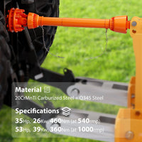 GARVEE PTO Gelenkwelle 80–105 cm, Serie 4, 6-Zahn, 35 mm Anschluss, Stahl-Zapfwelle für Traktor, Mulcher & Landwirtschaft
