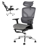 Garvee Ergonomischer Bürostuhl Mesh 3. Gen Mit Fußstütze, 4D Armlehnen, 159 kg Tragkraft, Grau - Grau