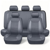 Garvee Autositzbezüge 9 Teilig PU Leder Grau Universelle Passform Für VW Caddy Ford Focus Audi A3 - Grau