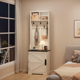 Garvee Farmhouse 3-in-1 Hall Tree Mit 6 Haken & Schuhbank Für Flur Und Eingangsbereich, MDF, Rustikales Design, Stauraum, Sitzgelegenheit