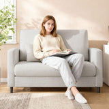 Garvee 2-Sitzer Sofa aus Teddystoff, ca. 132 cm, Taschenfederkern, Holzrahmen, für kleine Räume, Beige - Beige