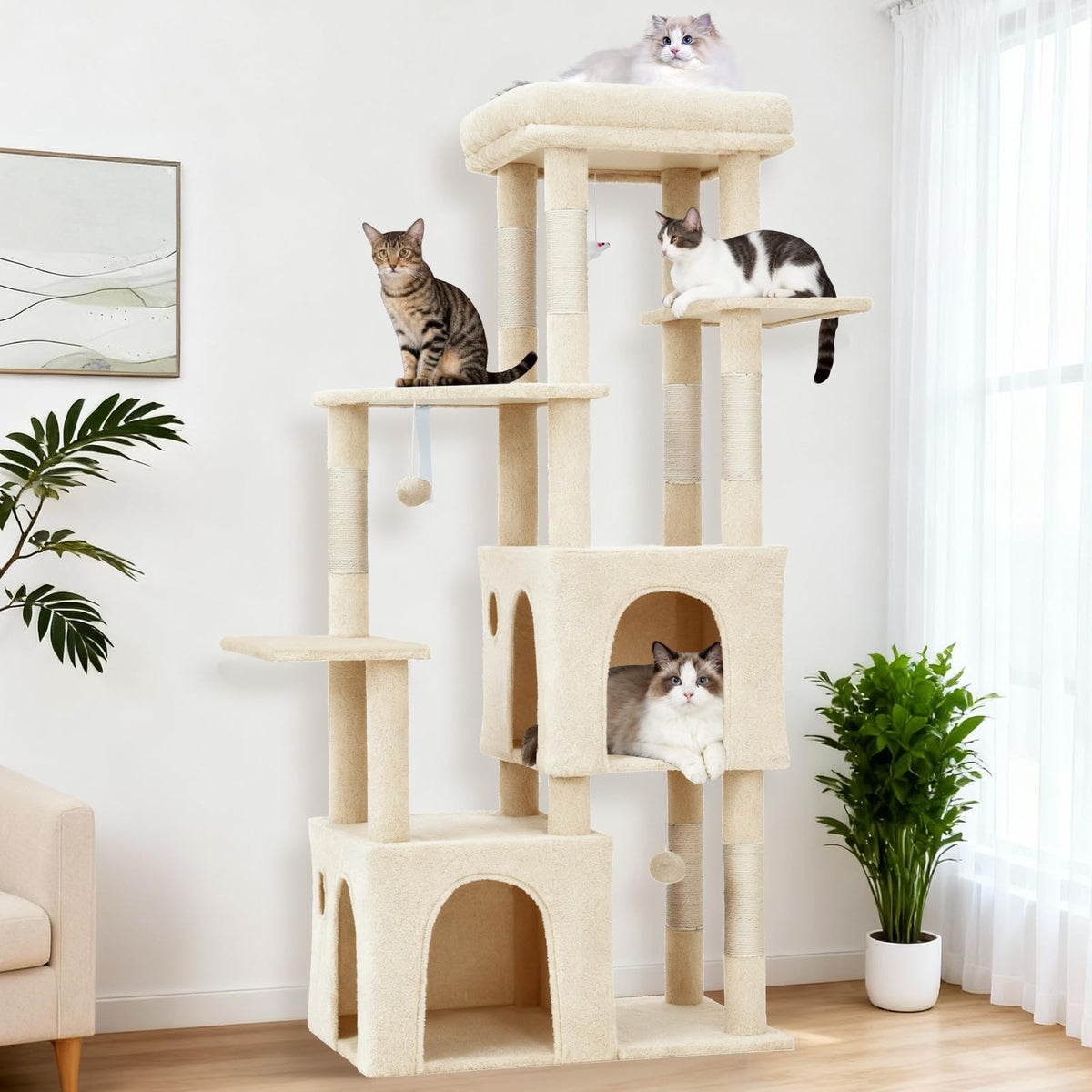Kratzbaum für große Katzen Beige