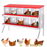 Garvee Nistkästen Metall 10 Fächer mit Ständer – Witterungsbeständig, 136x43x89.5 cm - Rot