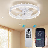 Garvee Acryl Deckenventilator Mit Ringleuchte, 7 Flügeln, Diamantdesign, Für Wohnzimmer & Schlafzimmer, Weiß - Weiß