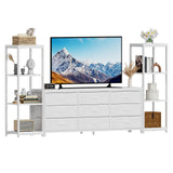 Garvee TV-Schrank, Fernbedienung, LED, 9 Schubladen, Kippschutz, 9 Schubladen, Weiß - Weiß