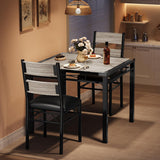 Garvee Esszimmertisch Set Für 2 Mit Gepolsterten Stühlen, Eckschutz, Ergonomisch, MDF-Holz, Stahlrahmen, Retro Grau, Kompakt Für Küche & Apartment - grau
