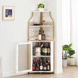 Garvee Eck-Bar-Schrank ohne LED – 155 cm hoch, 50+ Flaschen Lagerung, aus Metall & wasserfestem MDF (Weiß) - Weiß