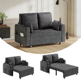 Garvee 3-in-1 Schlafsofa Loveseat Mit Stahlrahmen USB-Ladeanschluss Für Kleine Räume 56 Zoll Schwarz - Drek Gray