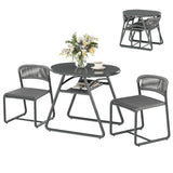 Garvee Bistro-Set mit stapelbaren Stühlen, rutschhemmend, Tisch und zwei Stühle, Grau - Grau