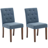 Garvee Parsons Esszimmerstühle 2er Set Gepolstert Ergonomisch Leinenstoff Gummibaumholz Blau Für Küche & Wohnzimmer - Blue