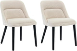 Garvee 2er-Set Mid-Century Esszimmerstühle Beige Leinen Polsterung Holzbeine Für Küche & Wohnzimmer 300 LBS Kapazität Modernes Design