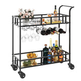 Garvee Weinregal, 33,9 × 38,1 × 89,9 cm, 360° drehbar, mit Rollen, mit Feststellbremsen, Mid-Century, Schwarz