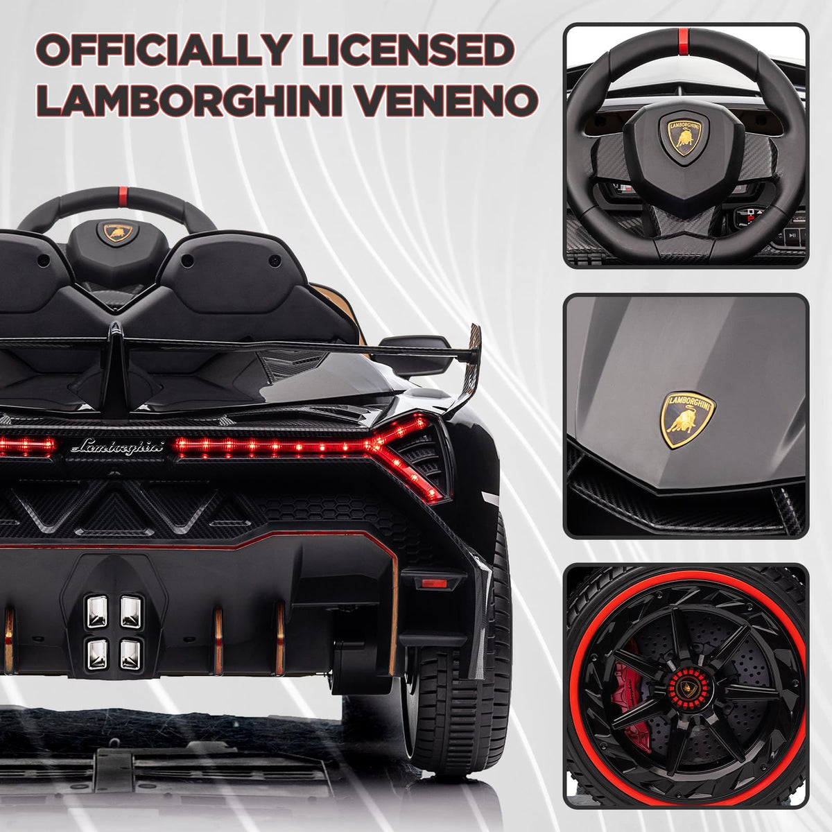 Garvee Elektroauto Lamborghini 12 V Schwarz mit Scherentüren