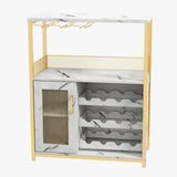 Garvee Weinbar Schrank Mit LED Licht, Verstellbare Regale, Mesh Tür, 92 cm, MDF & Metall - Gold