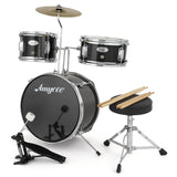 Garvee 3-teiliges Schlagzeug Set für Anfänger mit Becken & Basspedal, 74 cm, Schwarz - Schwarz
