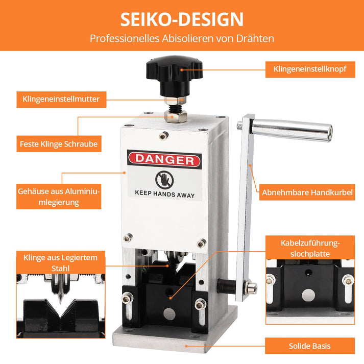 Robuste Konstruktion der Kabelschälmaschine