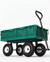 Garvee Gartenwagen mit abnehmbaren Gitterseiten, Mit Einlage, 4-Rad-Federung, Grün