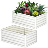 Garvee Galvanisiertes Hochbeet 180×90×45 cm – Stabile Stahlkonstruktion, Rostschutz, Offener Boden, Sicherheitsecken - Weiß