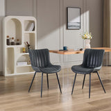 Garvee Modernes Esszimmerstuhl-Set, 2 Stück, Gepolsterte Küchenstühle mit Metallbeinen, Ergonomische Rückenlehne, 44.5 x 60 x 80 cm, Schwarz - Schwarz