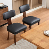 Garvee Esszimmerstühle 6er-Set, gepolstert mit PU-Kunstleder, ergonomische Rückenlehne, Holzbeine, Schwarz - Schwarz