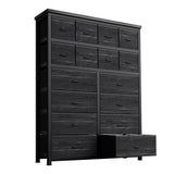 GARVEE Kommode Mit 16 Stoffschubladen, Stoffkommode für Schlafzimmer, Sideboard Mit Stoffschubladen,  Schubladenschrank für KüChe BüRo Flur, Wohnzimmer, Flur, Kinderzimmer - Schwarz