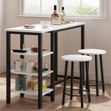 Garvee Essgruppe, 3-teilig, mit Stauraum, wasserabweisend, pflegeleicht, Stahl & MDF, Modern, Weiß - Weiß