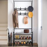 Garvee Hall Tree Schuhbank Mit 8 Haken 4-in-1 Garderobe Für Flur Und Schlafzimmer 23.57"x11.77"x70.77" Grau - Grau
