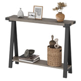 Garvee Konsole Tisch Für Flur Mit 2-Stufigem Stauraum, Schmal 43,3" X 8,3" X 31,5", Holz & Metall, R-Bein Design, Wohnzimmer & Eingang, Einfacher Aufbau - Grau