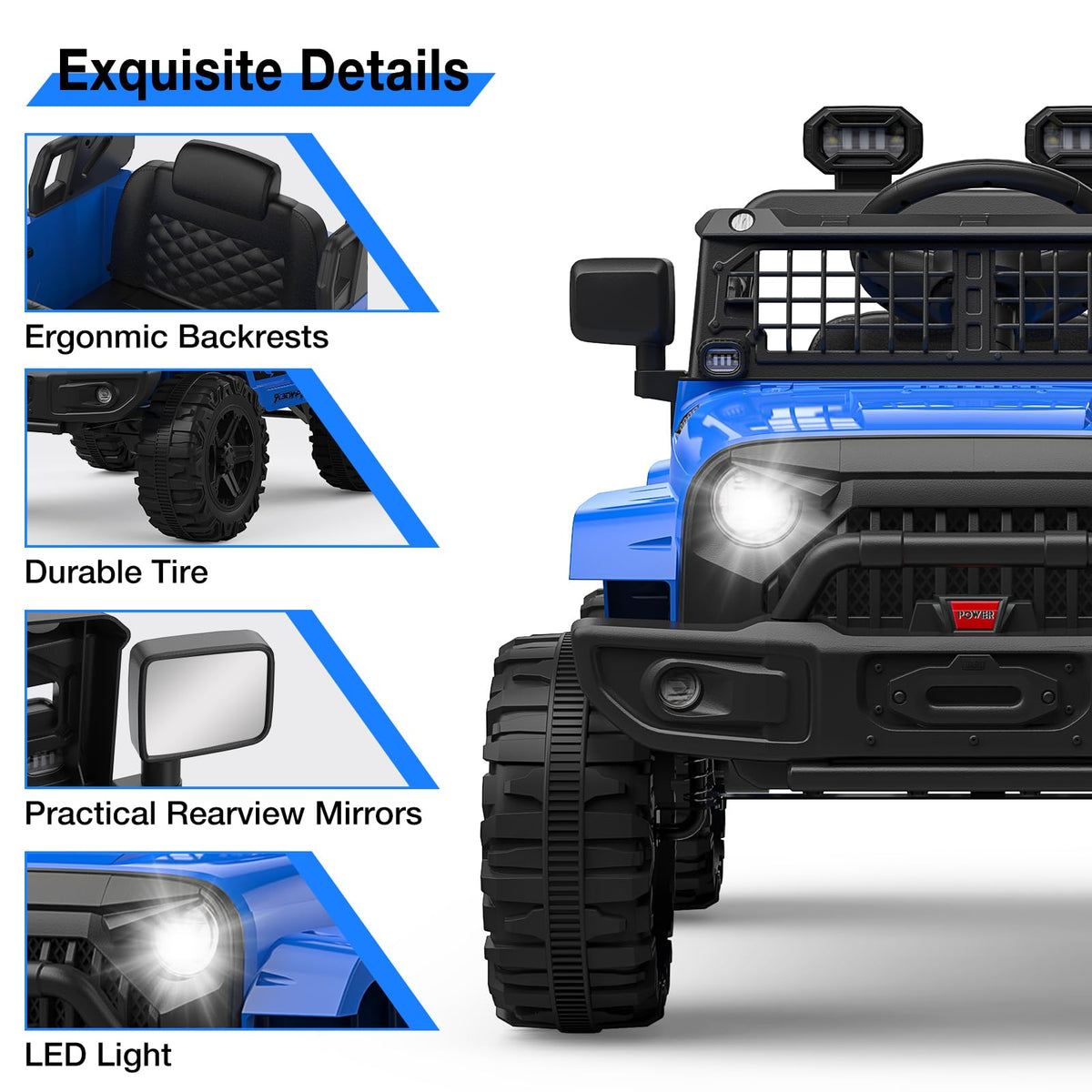 Kinder Elektroauto mit Doppeltüren LED und Konsole