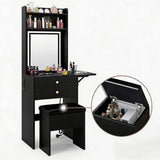 Garvee Schminktisch 50×45×153 cm, LED, USB, ausziehbar, Kippschutz, Schwarz - Schwarz