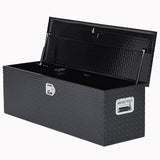 Garvee Aluminium-Werkzeugkasten mit Diamantplatte, robust und leicht, Edelstahl-Schloss, breiter Griff, für LKWs und Wohnmobile, schwarz, 15x15x48''