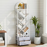 Garvee Bücherregal, 2 Schubladen, Kippschutz, 2 Schubladen, Kippschutz, Weiß - Weiß