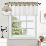 Garvee Vitrage Für Fenster Patchwork Kurzgardine Mit Dekorativen Knöpfen, Halbtransparent, Beige, 132x38 cm, Für Küche - Naturfarbe