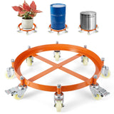 Garvee Schwerlast-Fasswagen für 55-Gallonen-Fässer – 907 kg (2000 lbs) Tragkraft, 8 Rollen inkl. Bremse, aus Q235 Stahl (Orange) - Orange