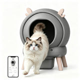 Garvee Automatisches Katzenklo Selbstreinigend, 65 L Elektrische Katzentoilette mit App-Steuerung, 9 Sicherheitssensoren, 8 L Abfallbehälter, für mehrere Katzen - Grau