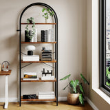 GARVEE Industrielles Bücherregal 180 cm, 5 Ebenen Standregal mit Metallrahmen, Stabiler Regal im Industrial Design für Wohnzimmer, Büro & Arbeitszimmer, Braun - Braun