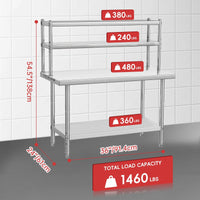 Garvee Edelstahl Arbeitstisch höhenverstellbar, rostfrei stabiler Werktisch 91 x 61 x 138 cm, hohe Tragkraft bis 662 kg für Werkstatt Küche