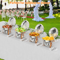 Garvee 6er Set Runde Chafing Dishes 5QT Edelstahl Rose Gold Warmhalteplatten Rundes Design Für Catering Hochzeit Event