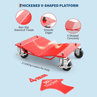 Garvee Auto-Rad Dolly Set 4 Stück – V-Form, 1500 lbs Tragkraft pro Rolle, Rot