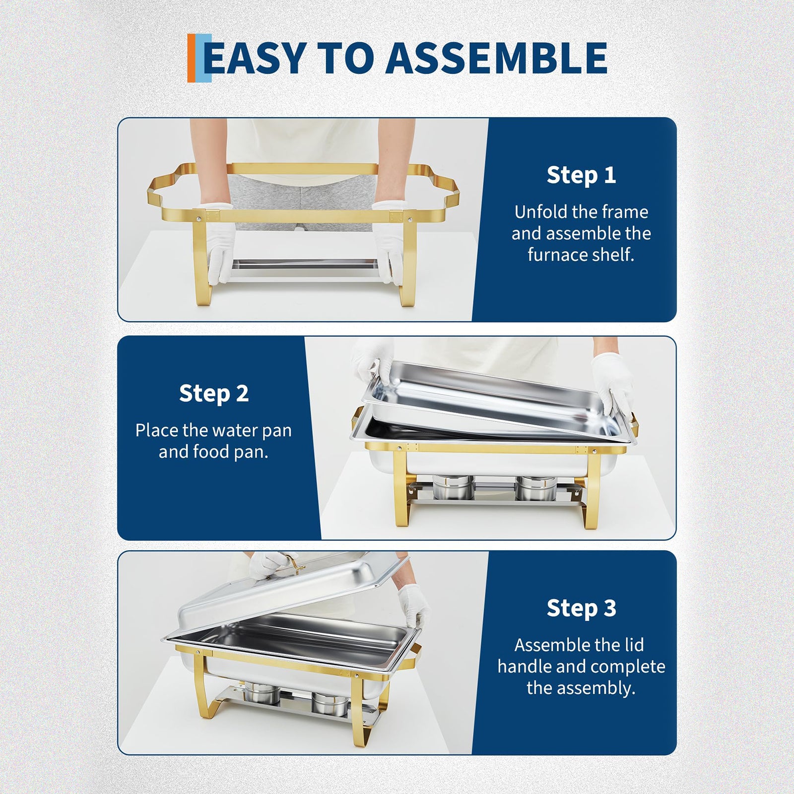 Garvee Chafing Dish 8QT Edelstahl Dual-Temperatur Warmhalteplatte Für Party Catering Buffet Hotel Restaurant Mit 6 Teilen Set