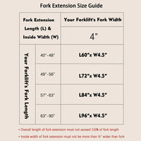 Garvee Schwerlast-Gabelverlängerung 183 cm (72″) – 11.4 cm (4.5″) Breite, 2100 kg (4600 lbs) Kapazität, Stahl