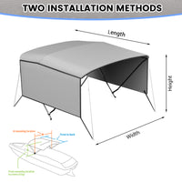 Garvee 3-Bogen-Bimini-Top-Bootsabdeckung, Abnehmbare Seiten, Verstellbar, Marine Canvas, UV-Schutz, Verstellbar 155–168 cm, Grau