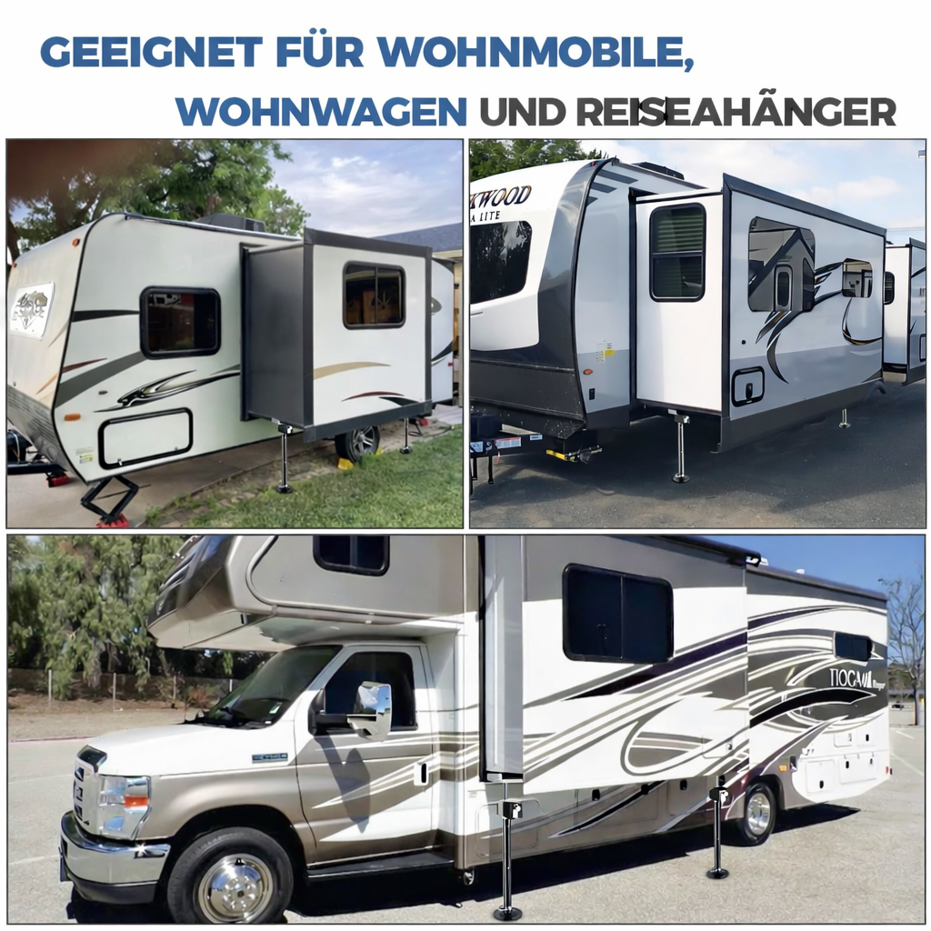 Garvee RV Ausfahrstützen 2er-Set – Höhenverstellbare Stützen (53-87 cm), 5000 lbs Tragkraft pro Stütze, inkl. Drill-Adapter für Reisemobil & Wohnwagen
