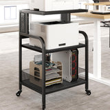 Garvee Großer Mobiler Druckerständer Mit 2 AC & 2 USB Anschlüssen, 3-Stufig Verstellbar, Metall & MDF, 4 Rollen Mit Bremse, Wasserfest Für Büro & Zuhause 20.46"x15.76"x31.46" - grün