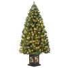 Garvee 140 cm Weihnachtsbaum Künstlich Mit 300LED Tannenbaum Mit Kiefernzapfen Und Metallständer Für Weihnachten Grün