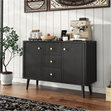 Garvee Sideboard, 120 cm, mit Stauraum, mit Schubladen, mit verstellbaren Regalen, Holz, Modern, Schwarz