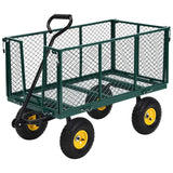 Garvee Schwerlast-Gartenwagen bis 500 kg mit abnehmbaren Seitenwänden, 25 cm Luftreifen und 120°-Schwenkgriff, Stahl, Grün - Grün