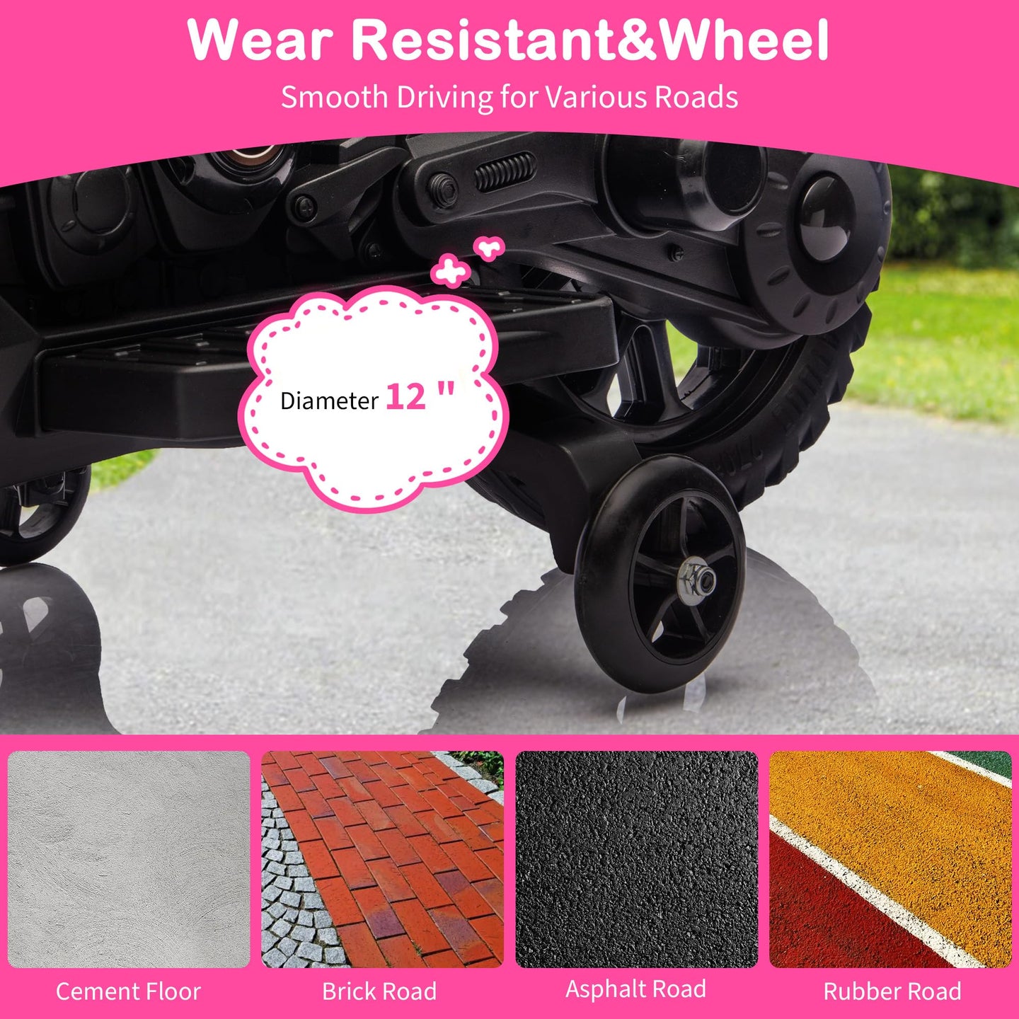 Robuste 12-Zoll-Vollgummireifen geeignet für Zement, Pflaster, Asphalt und Gummibeläge
