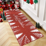 Garvee Romantischer Weihnachtsbaum Schneeflocke Rutschfester Teppich Läufer Für Wohnzimmer Schlafzimmer Küche Flur Büro Rot 60x180 cm