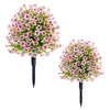 Garvee 2 Stück Künstliche Rosa Formschnitt-Bäume Mit Erdspießen Für Garten, Terrasse, Außenbereich, UV-Beständig, Rosa